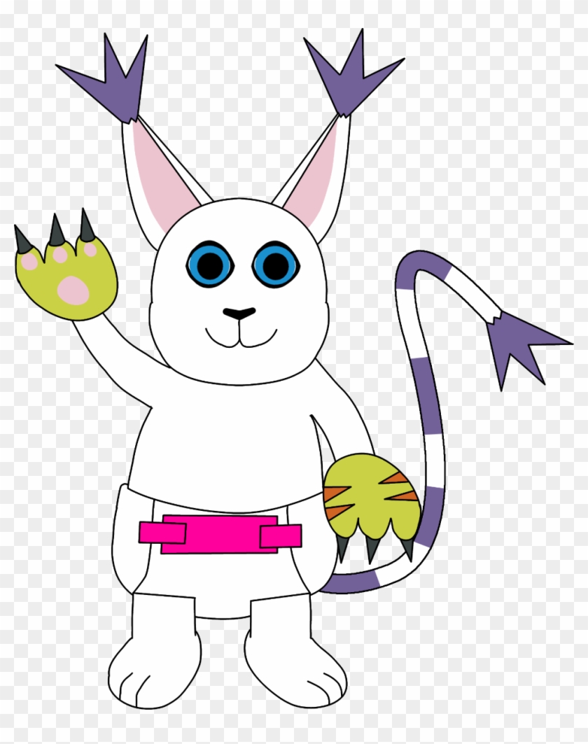 Diapered Gatomon - Cartoon Clipart #3360317