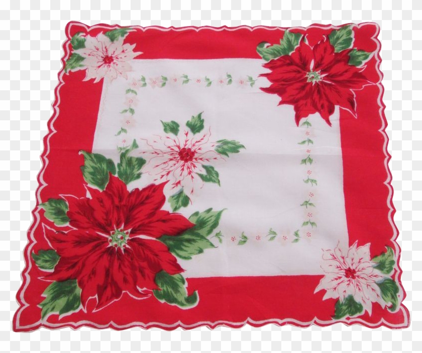 Christmas Poinsettia Hanky Hankie - Poinsettia Clipart #3360349