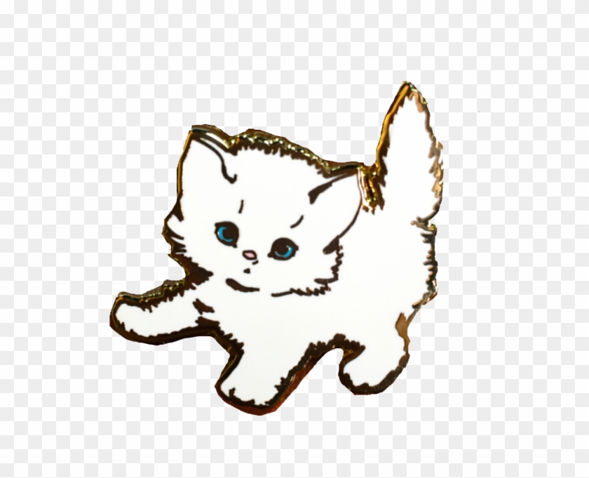 White Kitten Pin - Kitten Clipart