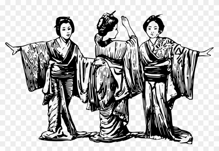 Japanese Drawing Geisha - Geisha Png Clipart