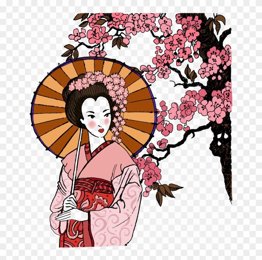 Japanese Elements Png Image - Female Japanese Geisha Art Clipart