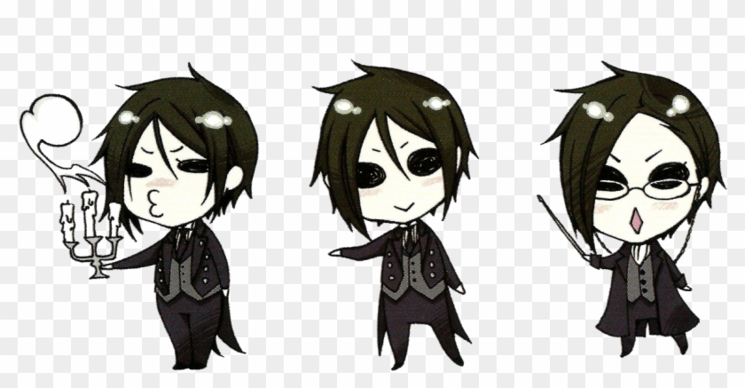 Chibi Kuroshitsuji Black Butler Sebastian Transparent - Cartoon Clipart #3361359