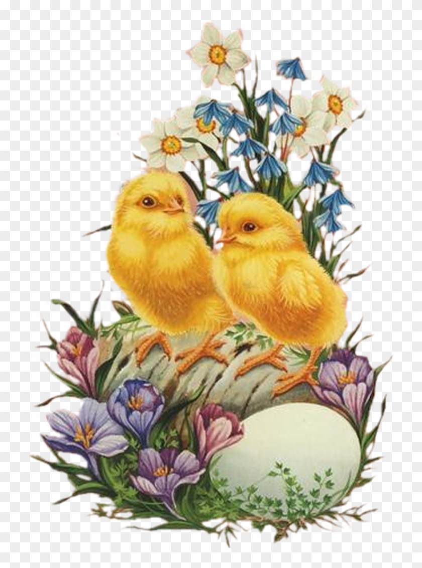 Easter Chicks And Flowers - Easter Clipart #3361754