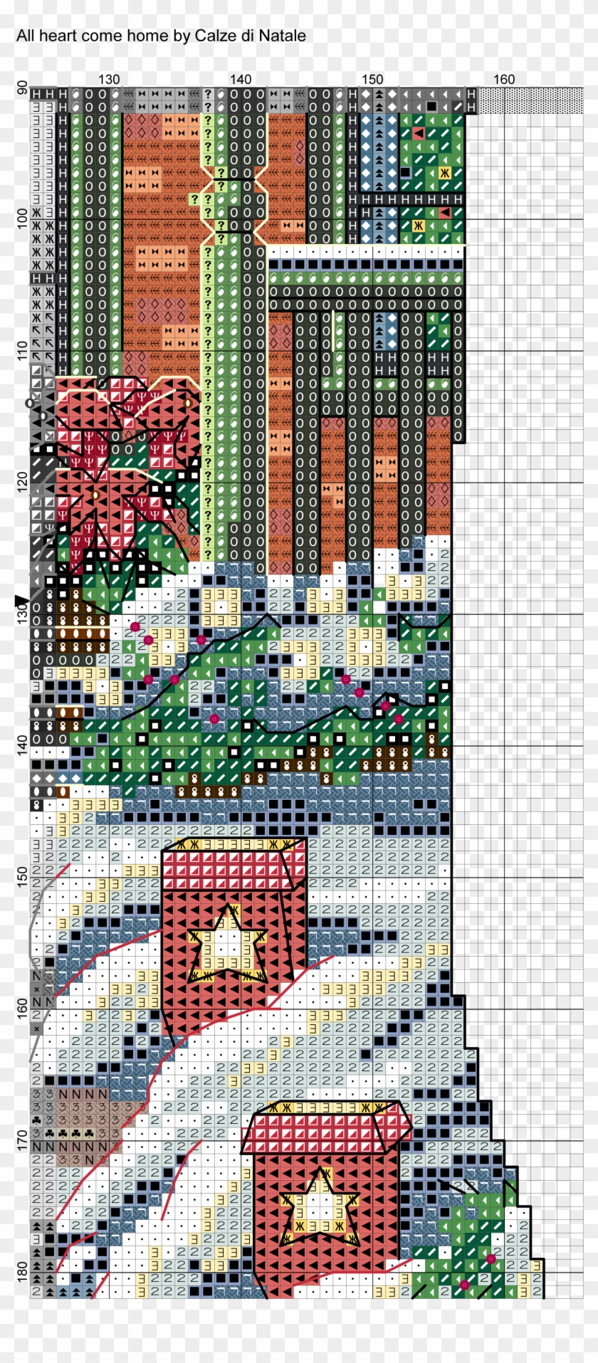 All Hearts Come Home 7 Cross Stitch Christmas Stockings, - Cross-stitch Clipart #3363557