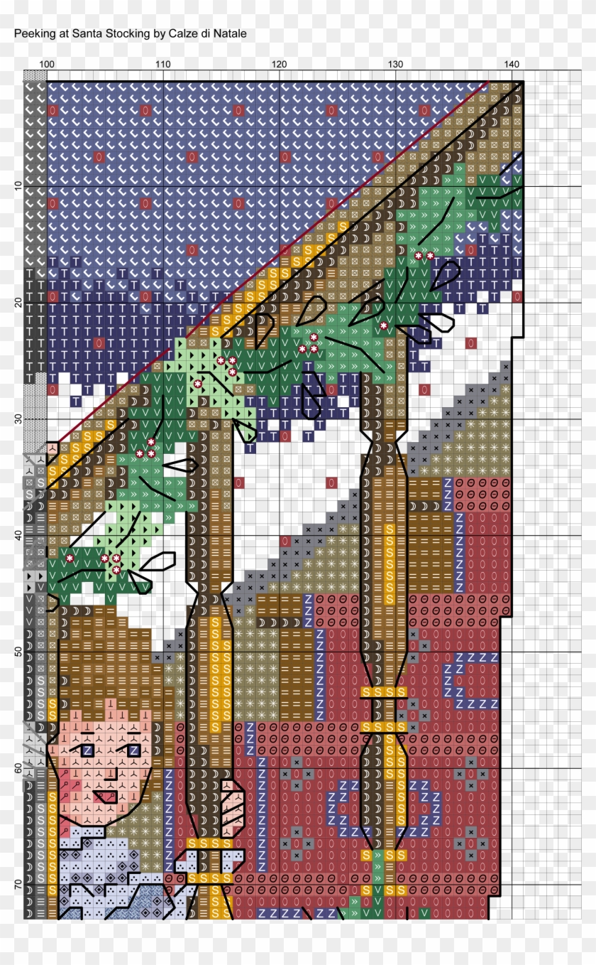 Peeking At Santa Stocking 4 Cross Stitch Christmas - Cross-stitch Clipart #3363689