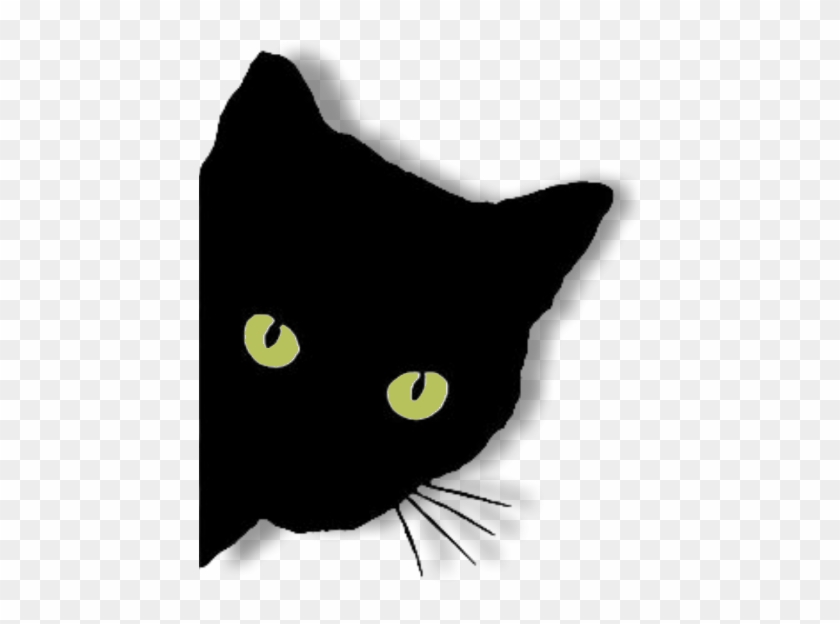 #greeneyes #blackcat #blackcatpeeking #peeking #peekaboo - Black Cat Peeking Clip Art - Png Download