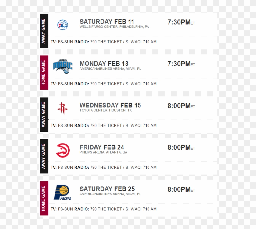 Heat Feb Games - Indiana Pacers Clipart #3365853