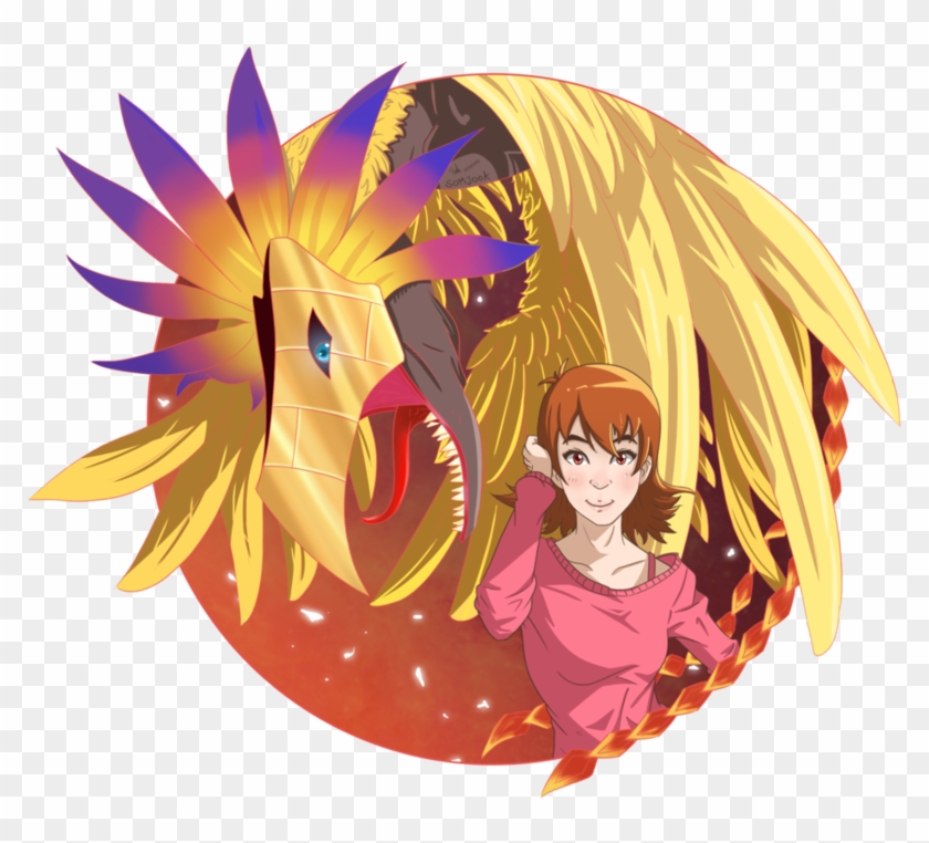 Digimon Achtergrond Entitled Sora And Phoniexmon - Cartoon Clipart