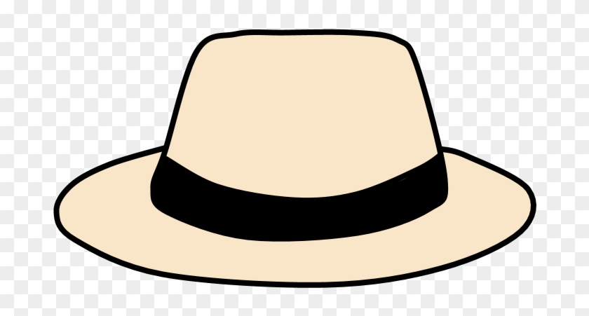 Hat, Fedora, Cream, Black Band - Fedora Clipart