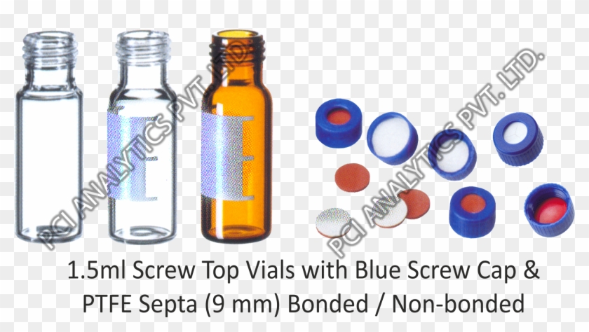 Ptfe Septa Blue Screw Cap - Glass Bottle Clipart #3366684