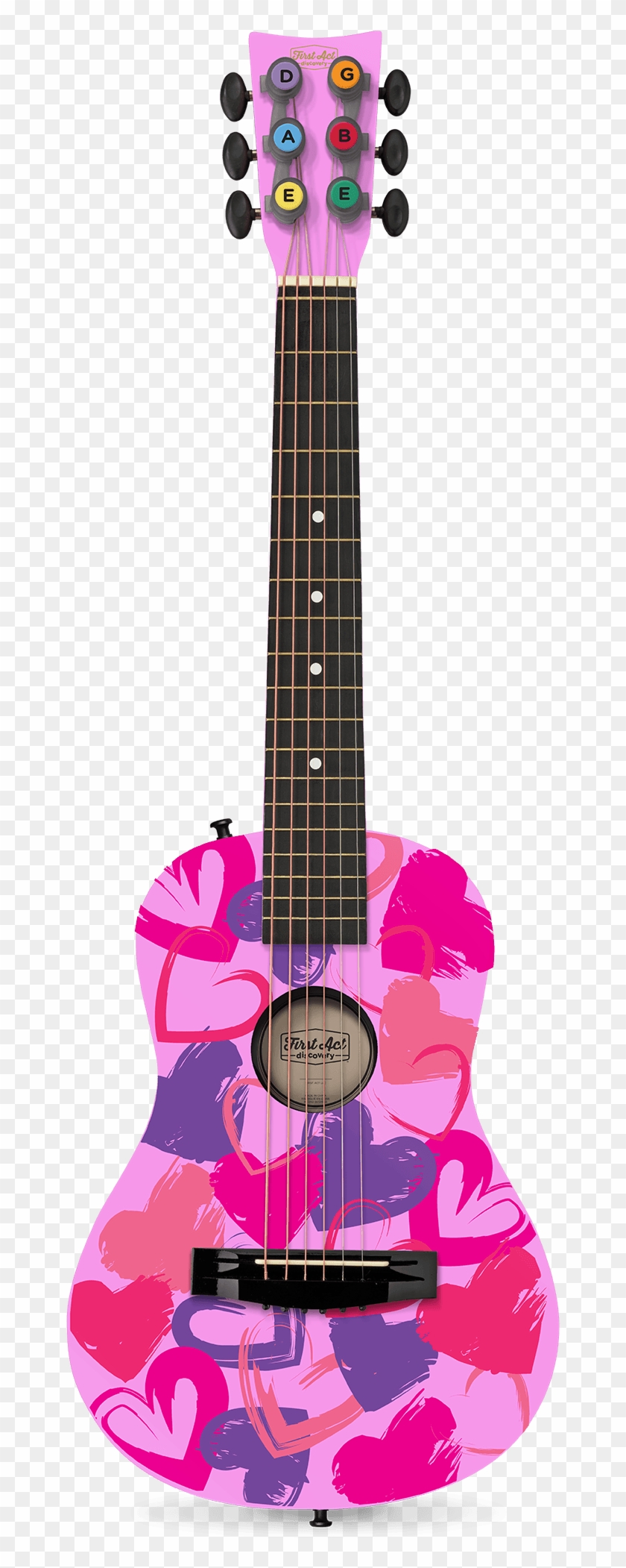 Pink Hearts 30" Acoustic Guitar - First Act Discovery Guitar Pink Hearts Clipart