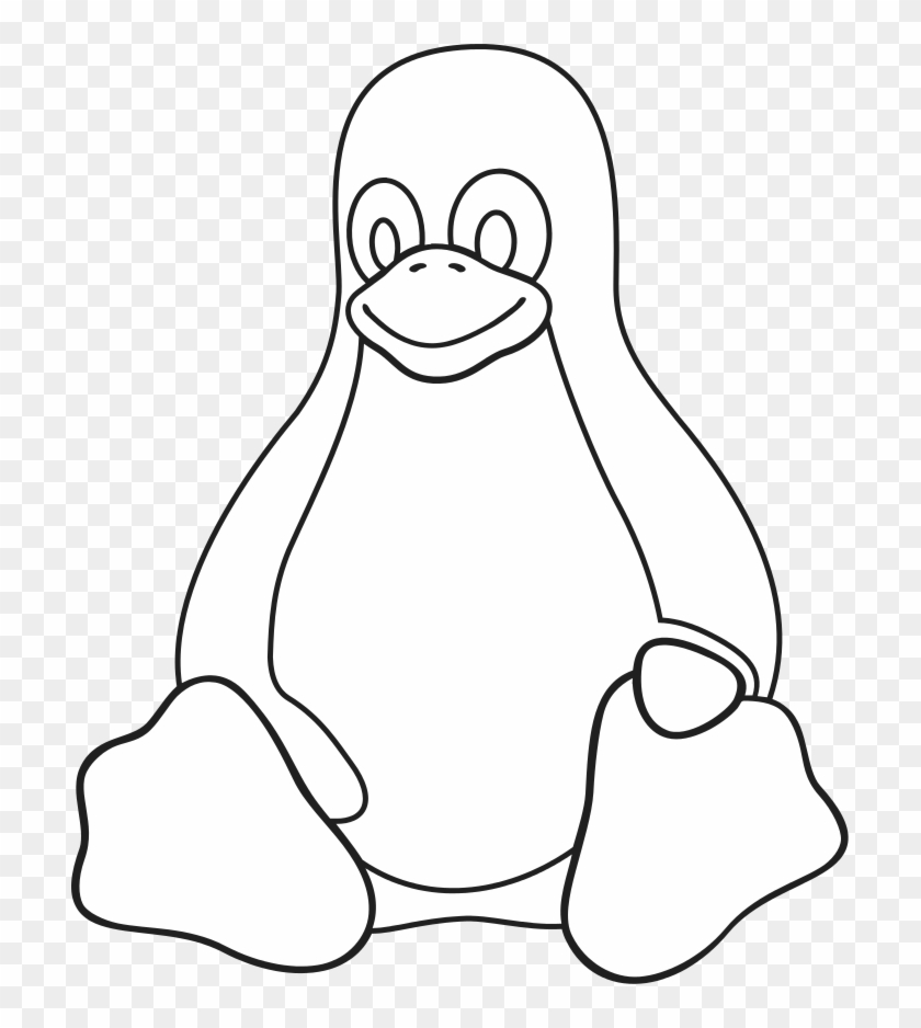 Tux Bw - Svg - Linux Penguin Black And White Clipart