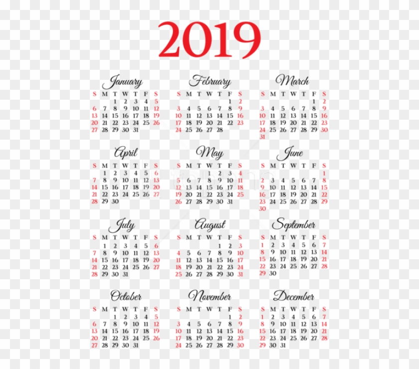 Free Png 2019 Calendar Png - 2019 Calendar Png File Clipart #3370330