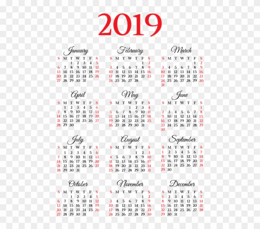 Free Png 2019 Calendar Png - 2019 Calendar Png File Clipart