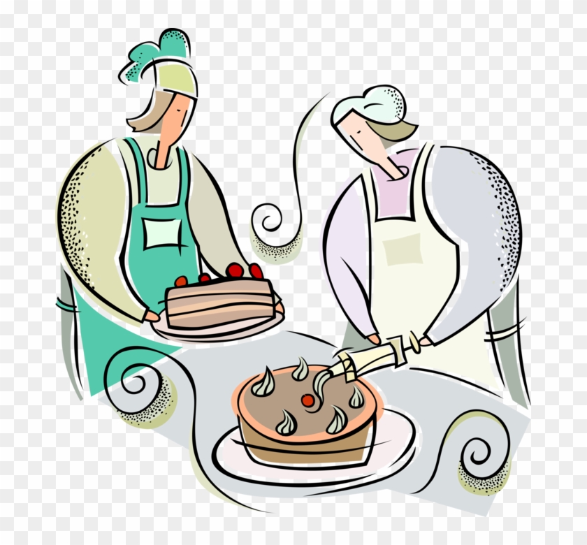 Vector Illustration Of Pastry Chef Decorating Cake - Concepto De Proyectos Productivos Clipart #3370366
