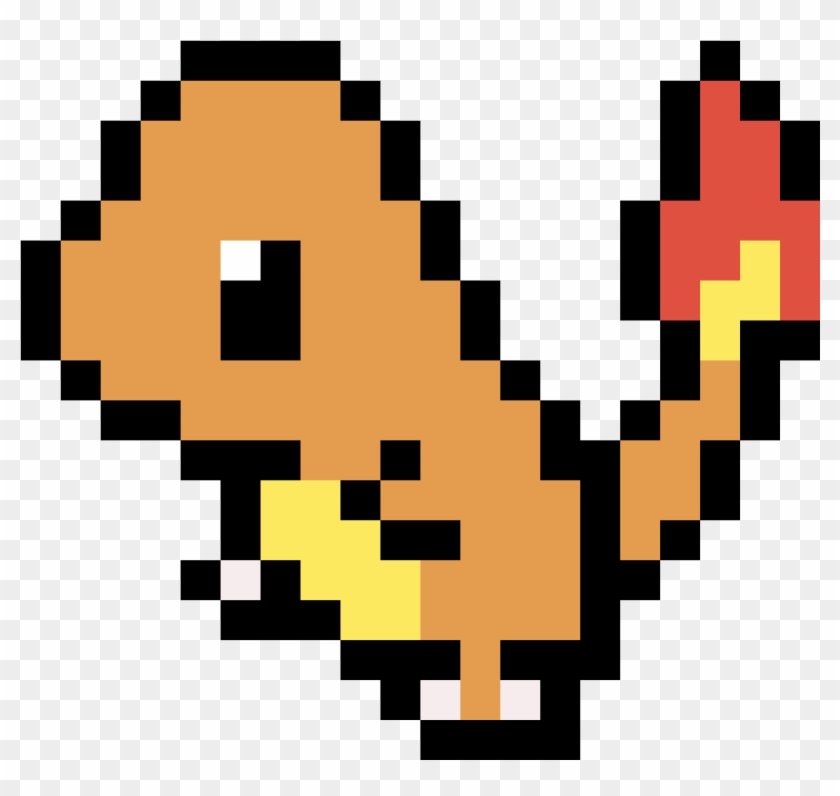 Pixel Pokémon Drawing - Shiny Charmander Pixel Art Clipart