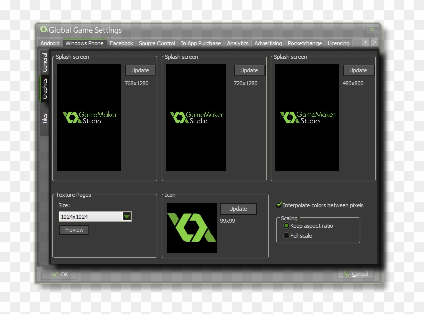 Here You Can Give Your Game An Icon And Different Splash - Gamemaker Splash Screen Size Clipart