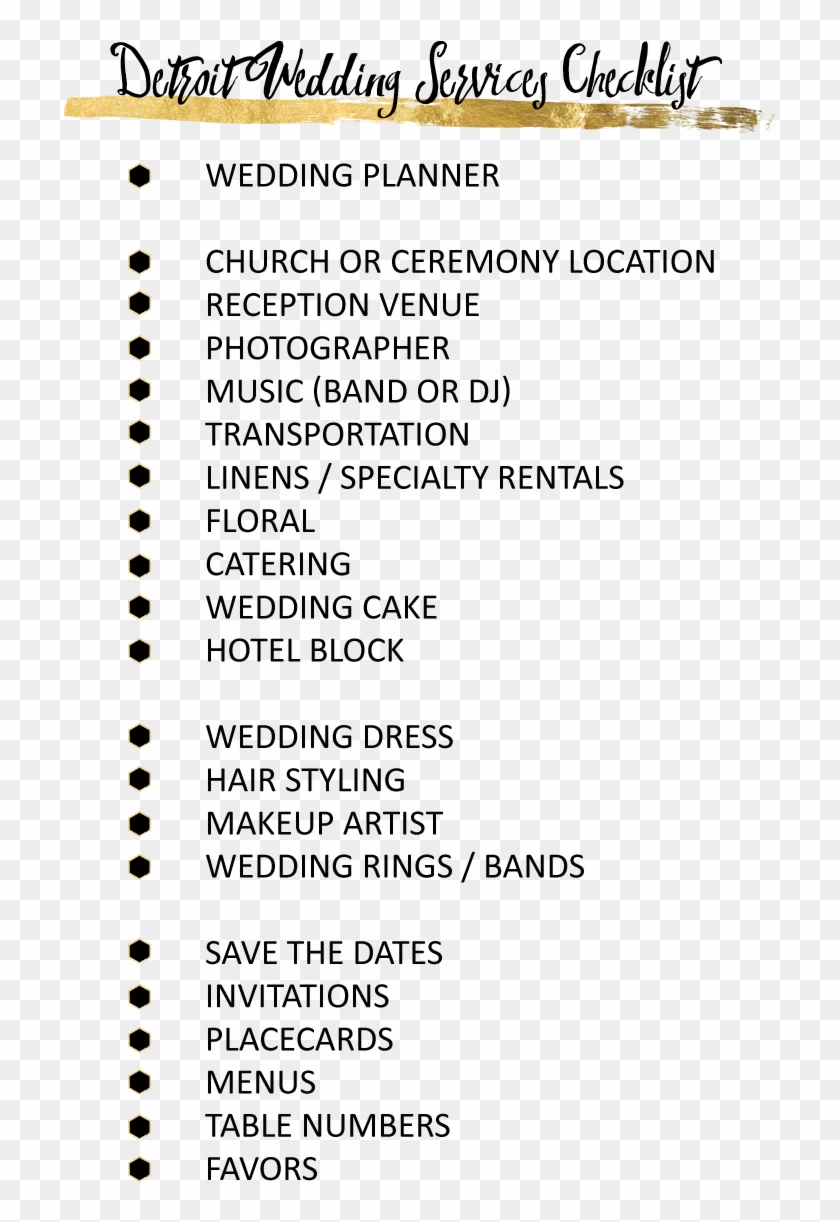 Detroit Wedding R Checklist Payment Contact List Pdf - Wedding Vendor Checklist Clipart #3371200