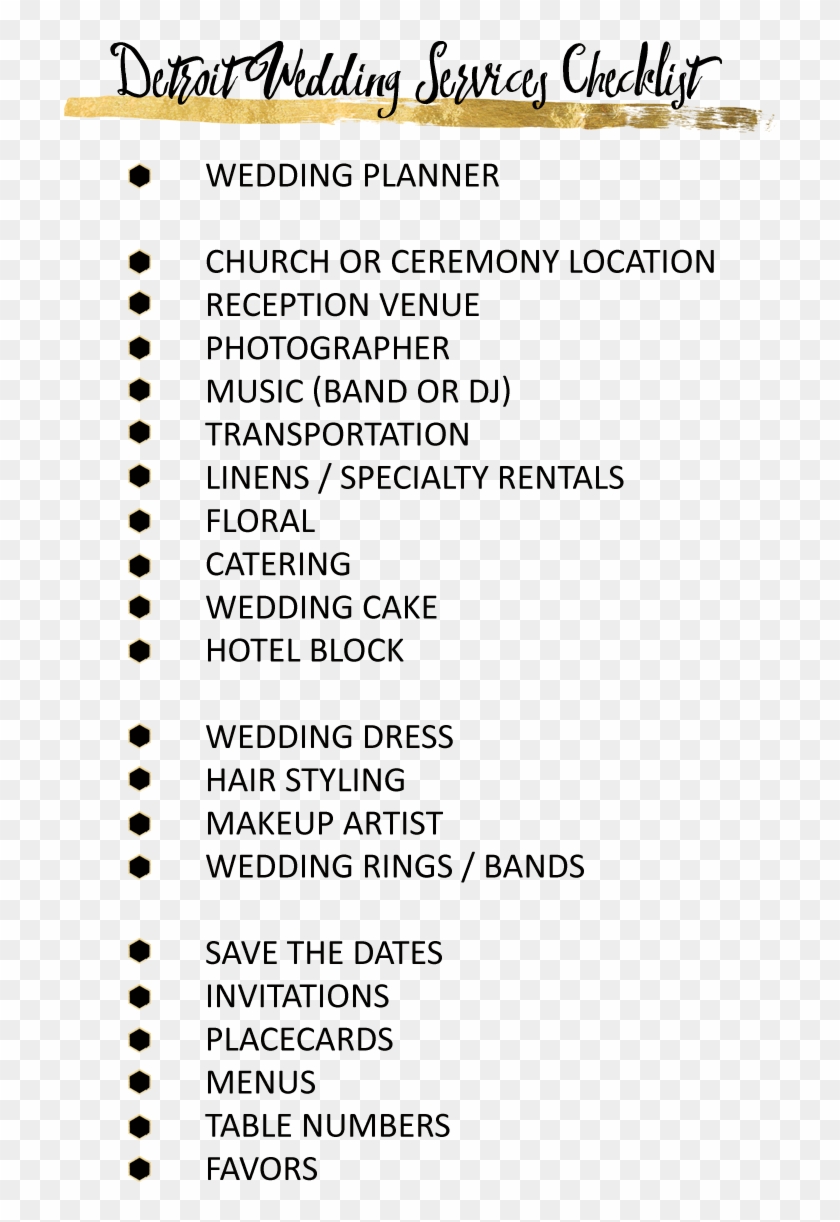 Detroit Wedding R Checklist Payment Contact List Pdf - Wedding Vendor Checklist Clipart