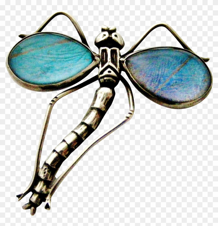 Antique Sterling Silver Morpho Butterfly Wing Dragonfly - Dragonfly Clipart #3371313