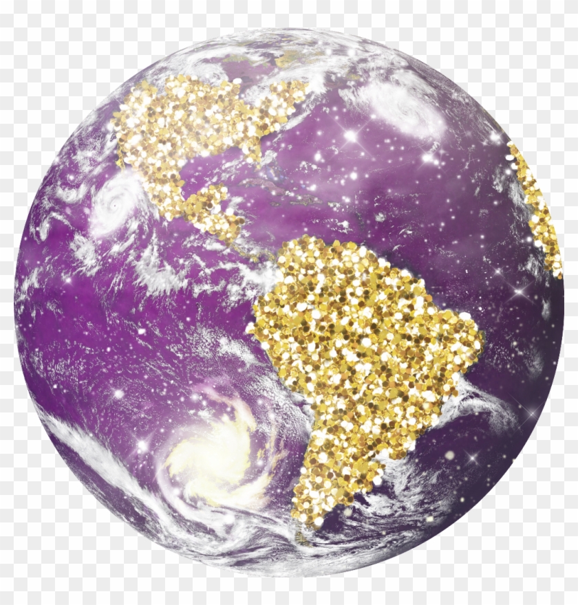 #earth #world #globe #planet #sparkle #glitter #gold - Earth Clipart