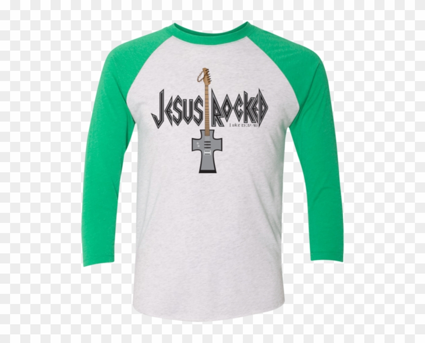 Jesus Rocked Guys/gals 3/4 Sleeve Soft Raglan Baseball - Sleeve Clipart