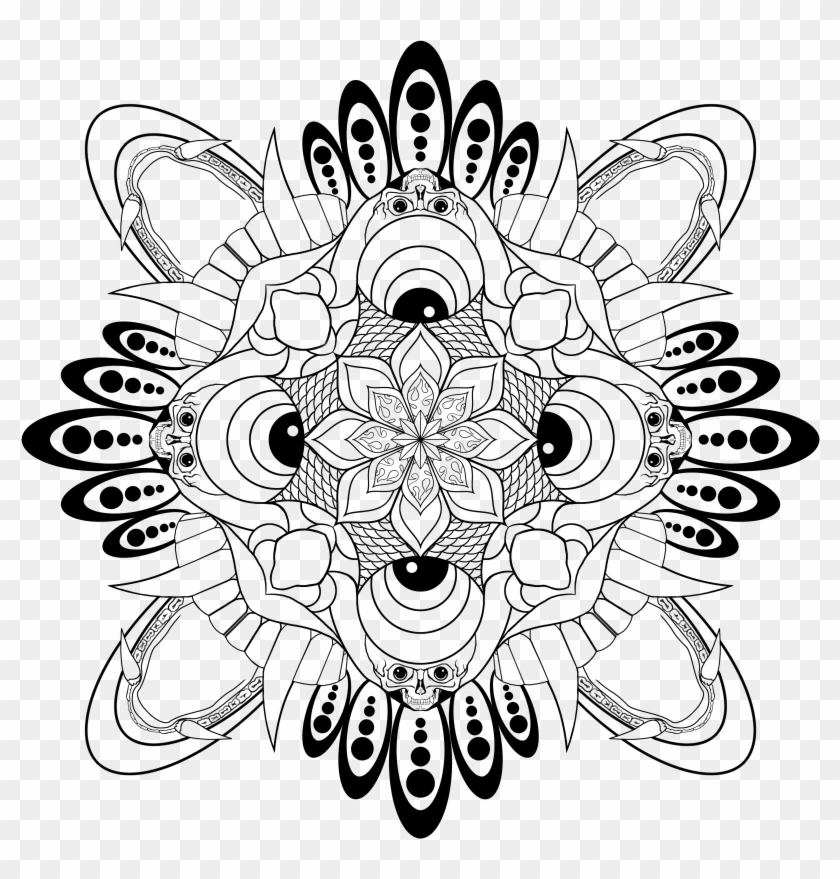 Mandala Skulls Print - Tibetan Line Art Clipart