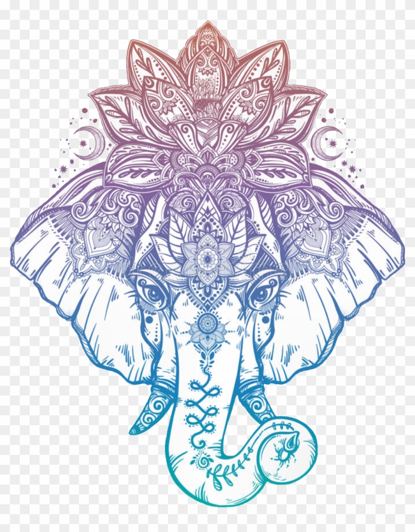 Elephant Mandala Crescent Lotus Crown Lotuscrown Mandala Elephant Clipart 3376566 Pikpng