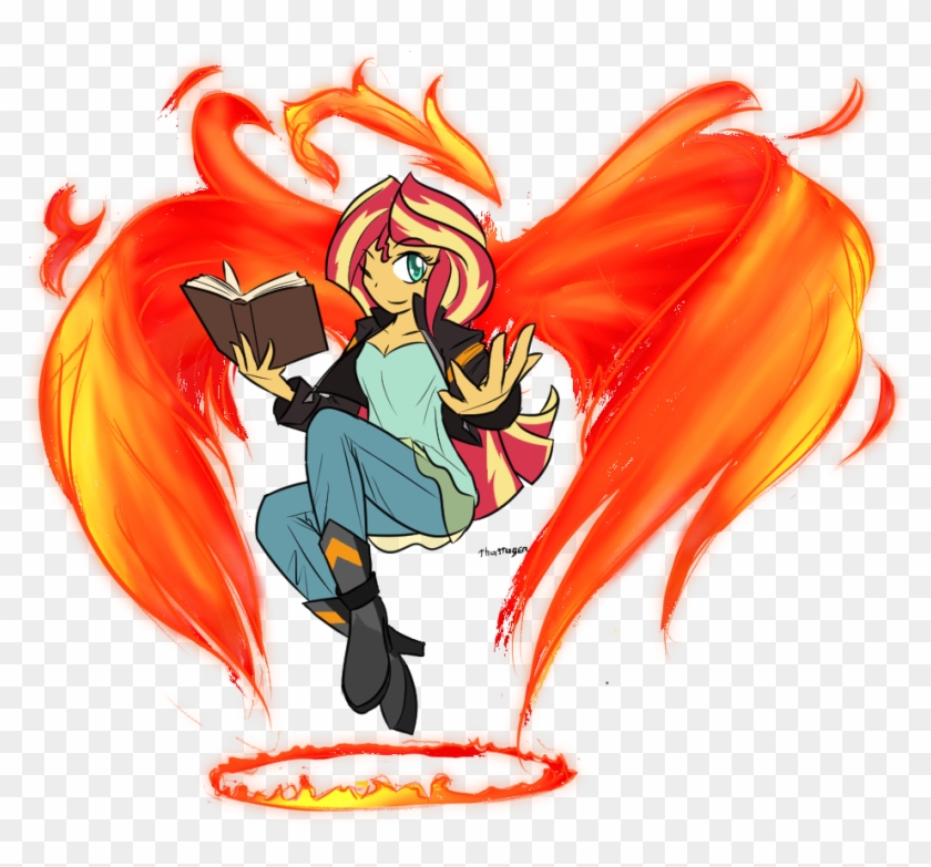 Thattagen, Book, Equestria Girls, Fire, Halo, Magic, - Girls Fire Phoenix Clipart