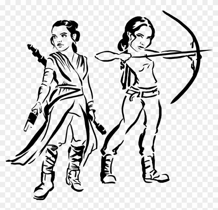 Archer Katniss Hunger - Rey Star Wars Stencil Clipart