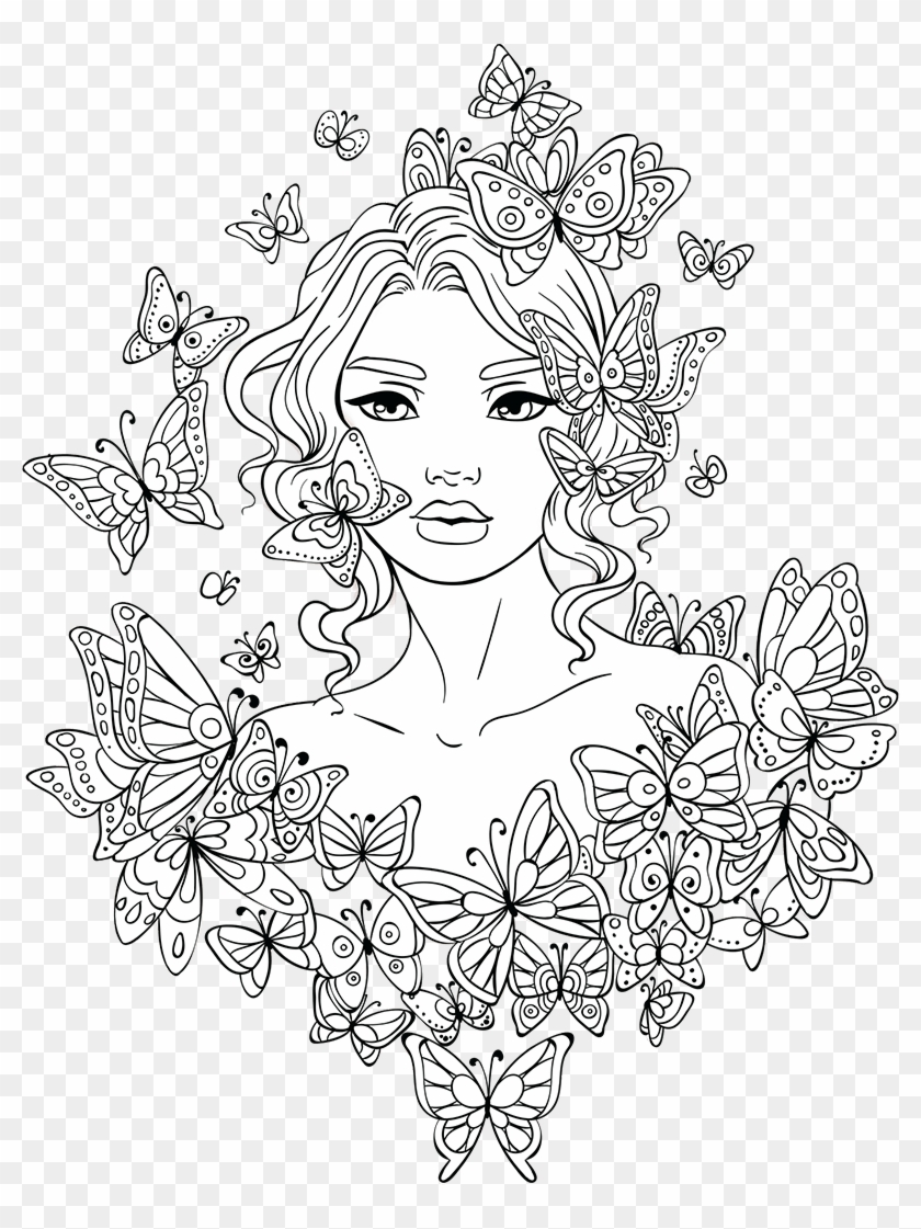 Free Adult Coloring Page - Girl Coloring Pages For Adults Clipart #3379604