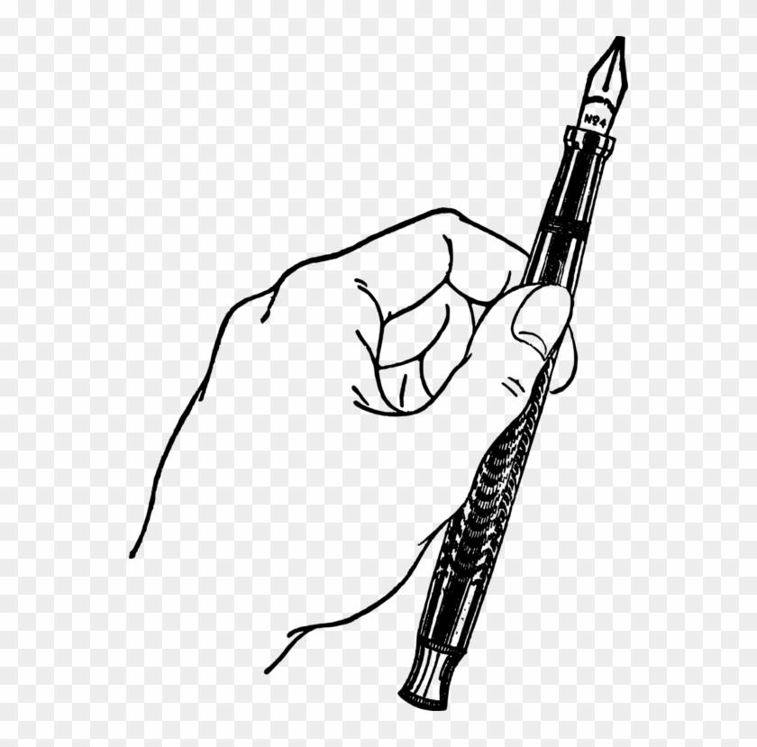 Paper Pens Fountain Pen Quill Drawing - Pen With Hand Clipart - Png Download