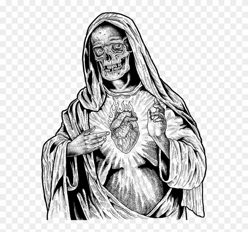 Image Result For Behance Skull Pen Drawing - Virgin Mary Skull Drawing Clipart #3379953