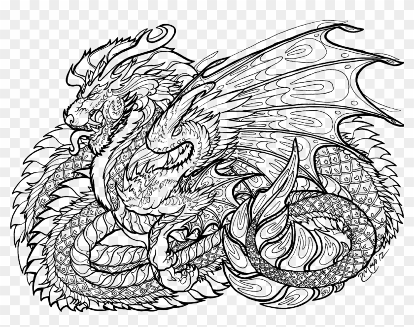 Free Printable Coloring Pages For Adults Advanced Dragons - Coloring Pages Of Cool Dragons Clipart