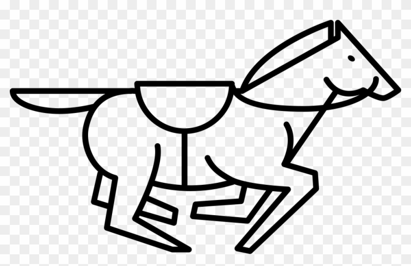 Running Horse With Saddle Strap Outline Comments - Graphic Design Horse Racing Clipart