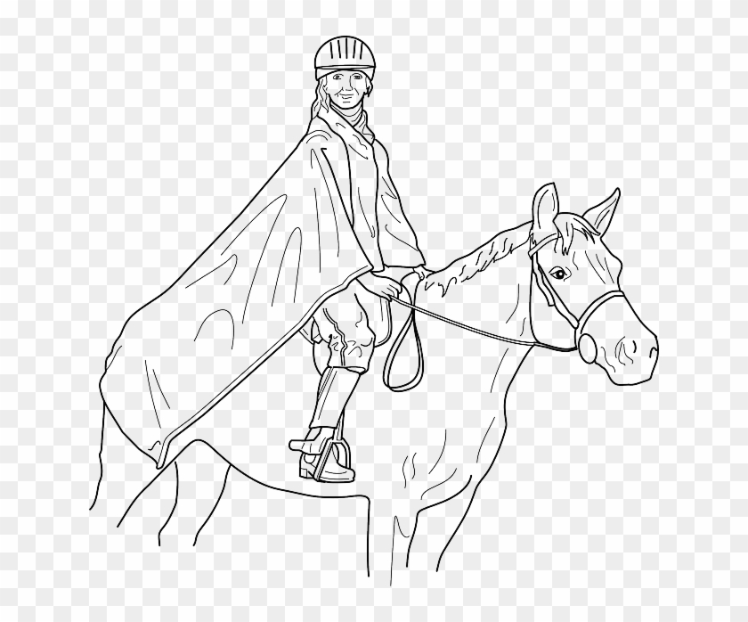 Outline, Man, Cartoon, Horse, Horses, Draw, Animal - Horse With Rider Coloring Pages Clipart