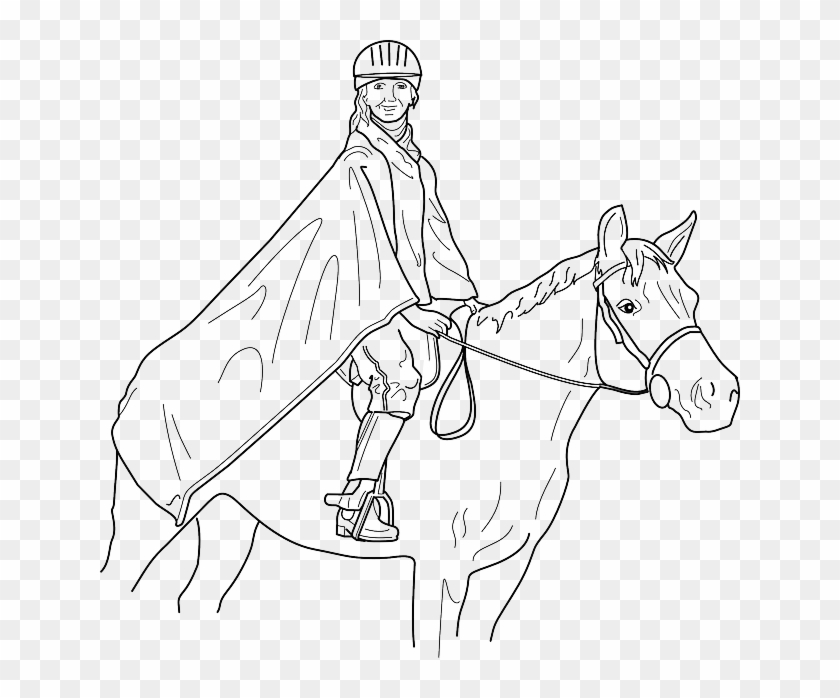 Outline, Man, Cartoon, Horse, Horses, Draw, Animal - Horse With Rider Coloring Pages Clipart #3380300