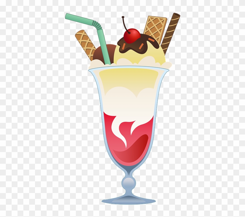 Ice Cream Cup Summer Glass Wafer Sweet Dessert - Dessert Clipart - Png Download #3381716