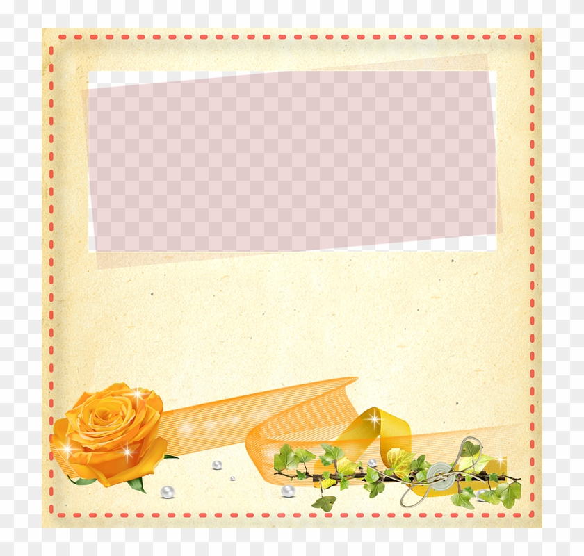 Yellow Cluster Square Transparent Frame Ribbon Ivy - Rose Clipart