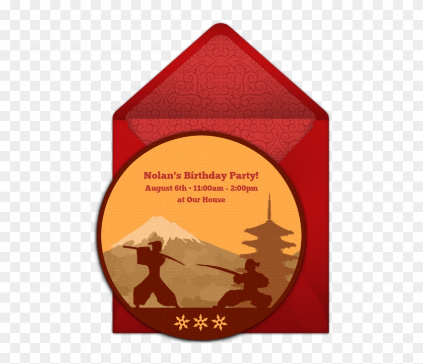 Samurai Silhouette Online Invitation - Emblem Clipart