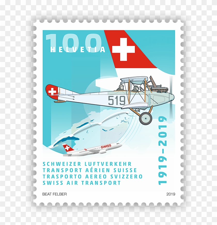 1919 2019 Swiss Air Transport - Netherlands Stamp Clipart