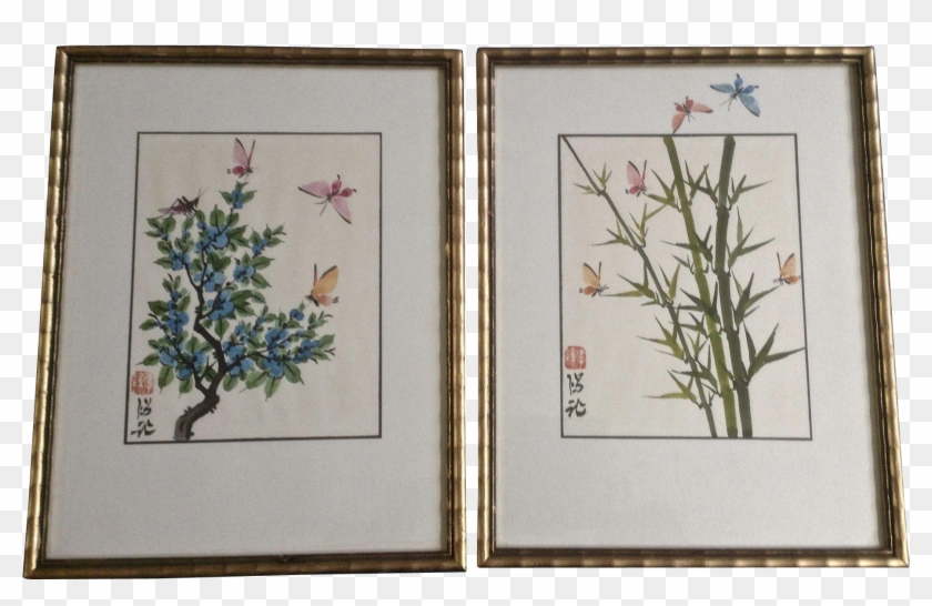 Johnson Lee, Butterfly And Bamboo Finger Watercolor - Delphinium Clipart #3385807