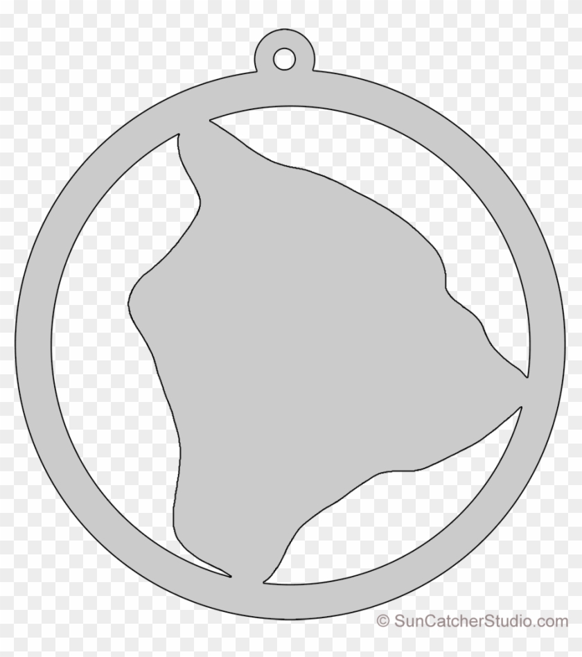 Hawaii Map Circle Free Scroll Saw Pattern Shape State - Line Art Clipart