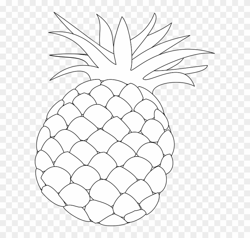 Pineapple Outline Food Fruit Health Hawaii Sweet - Pineapple Black And White Clipart Png Transparent Png