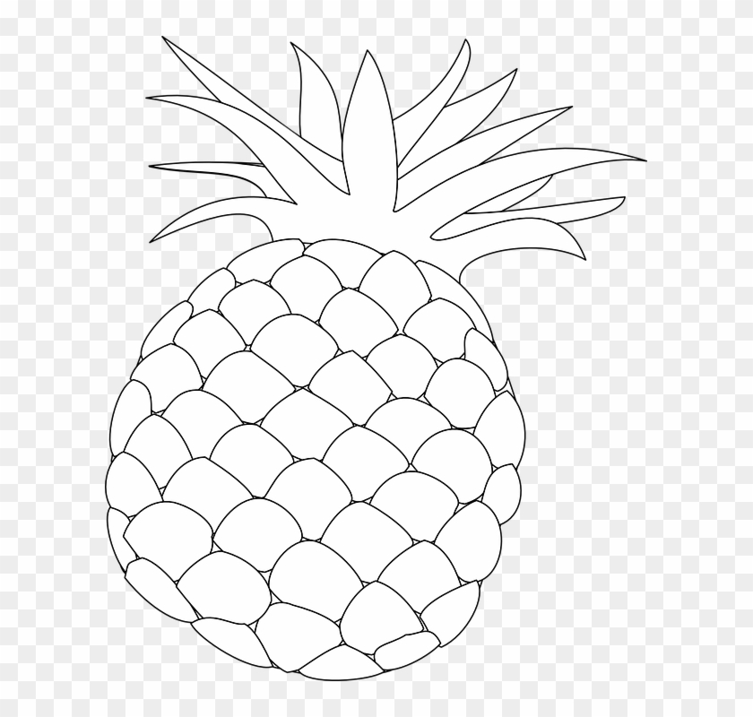 Pineapple Outline Food Fruit Health Hawaii Sweet - Pineapple Black And White Clipart Png Transparent Png #3387932