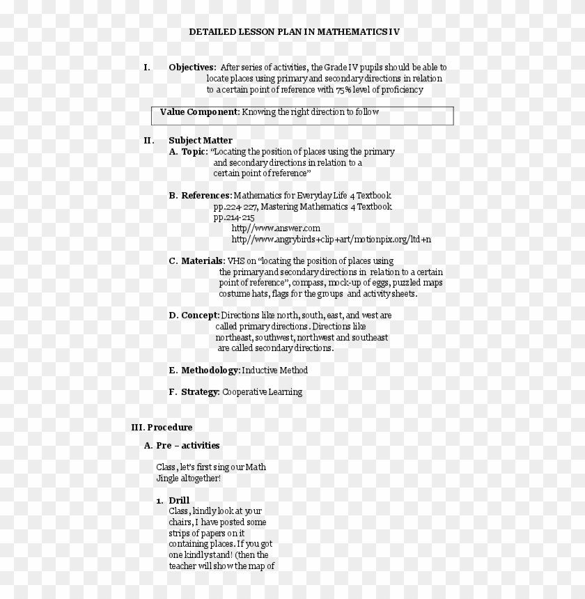Docx - 4a's Detailed Lesson Plan In Math Clipart