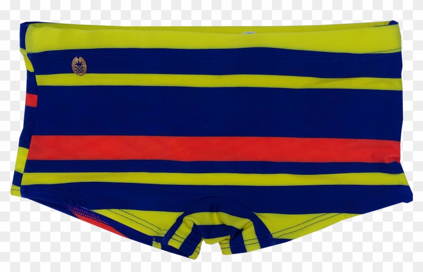 Sunga Box Listra Amarela Fundo Azul - Underpants Clipart