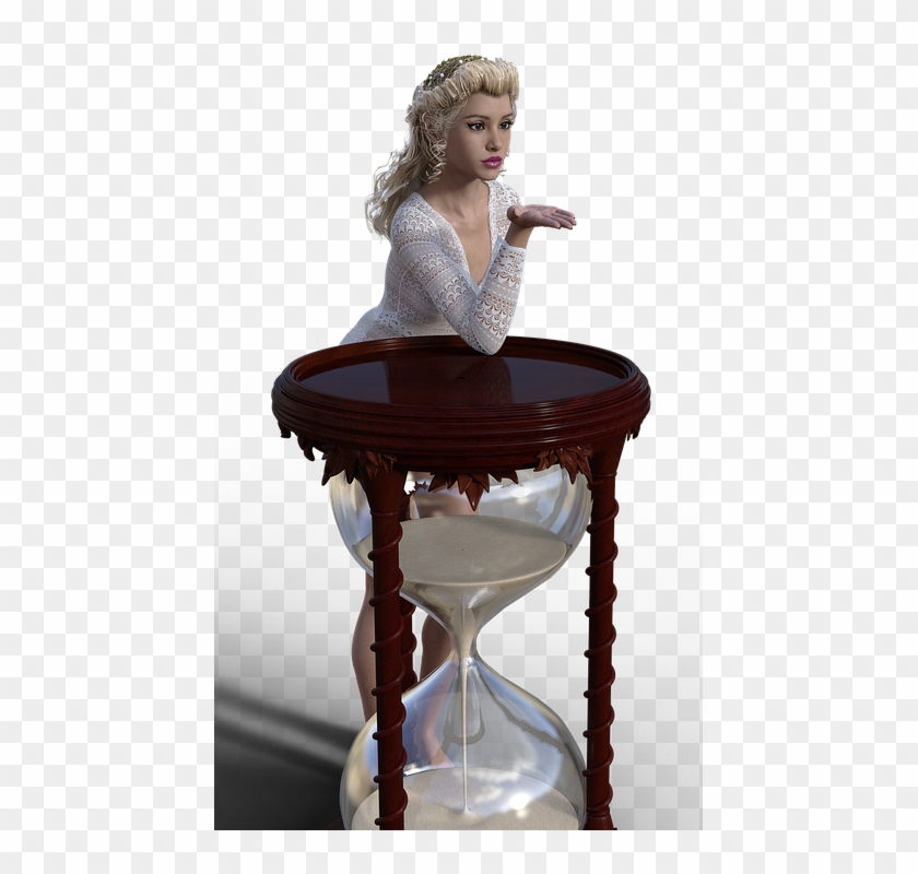 Girl, Hourglass, Timepiece, Flow Of Time, Woman, Time - Mulher Dentro Da Ampulheta Png Clipart
