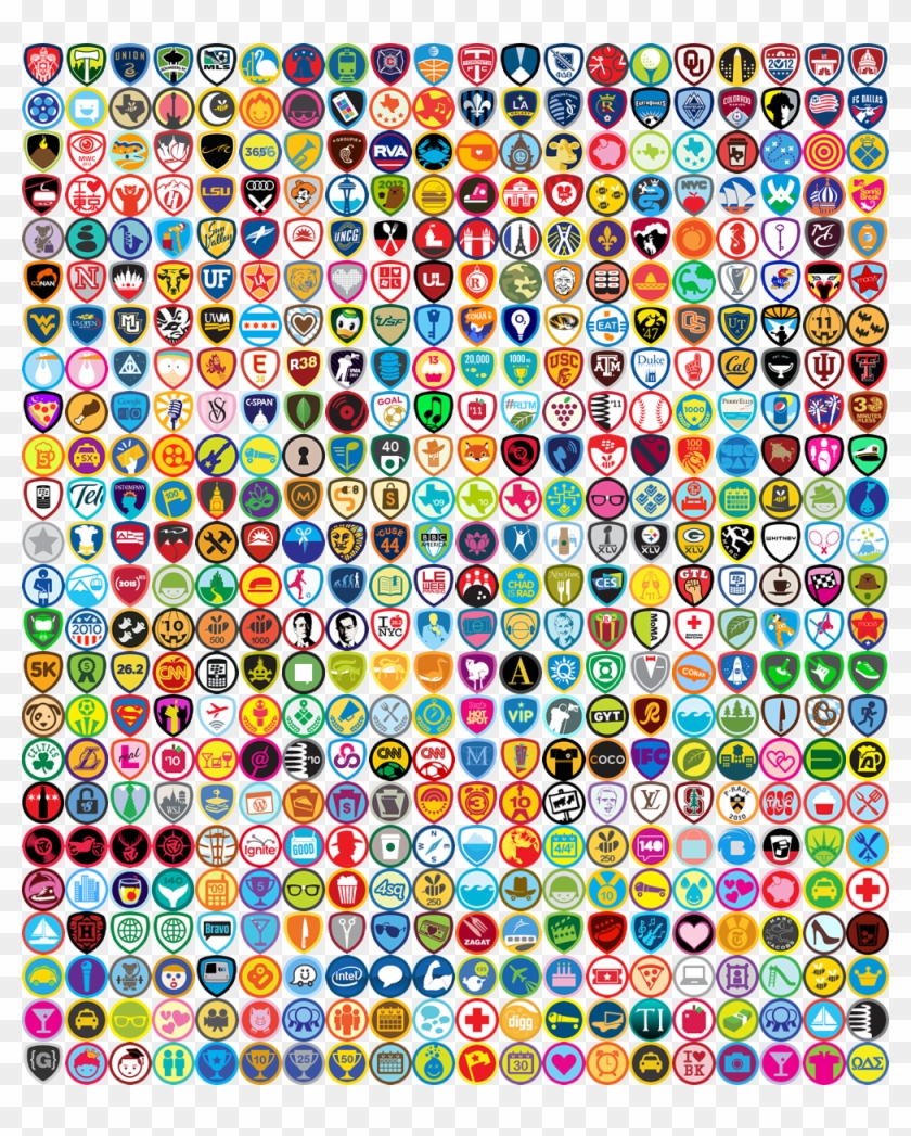 Every Foursquare Badge Released And A Few Bonus Ones - Blue With Dots Background Design Clipart