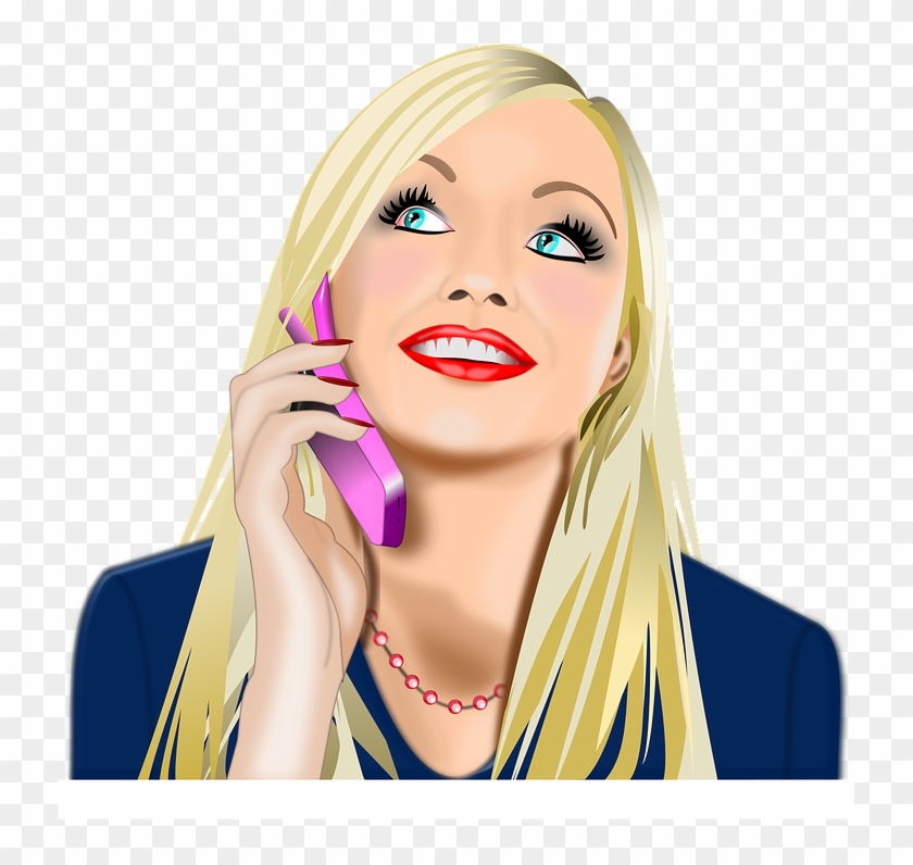 Phone Package Woman Girl Telecommunication - Mujer Con Telefono Png Clipart